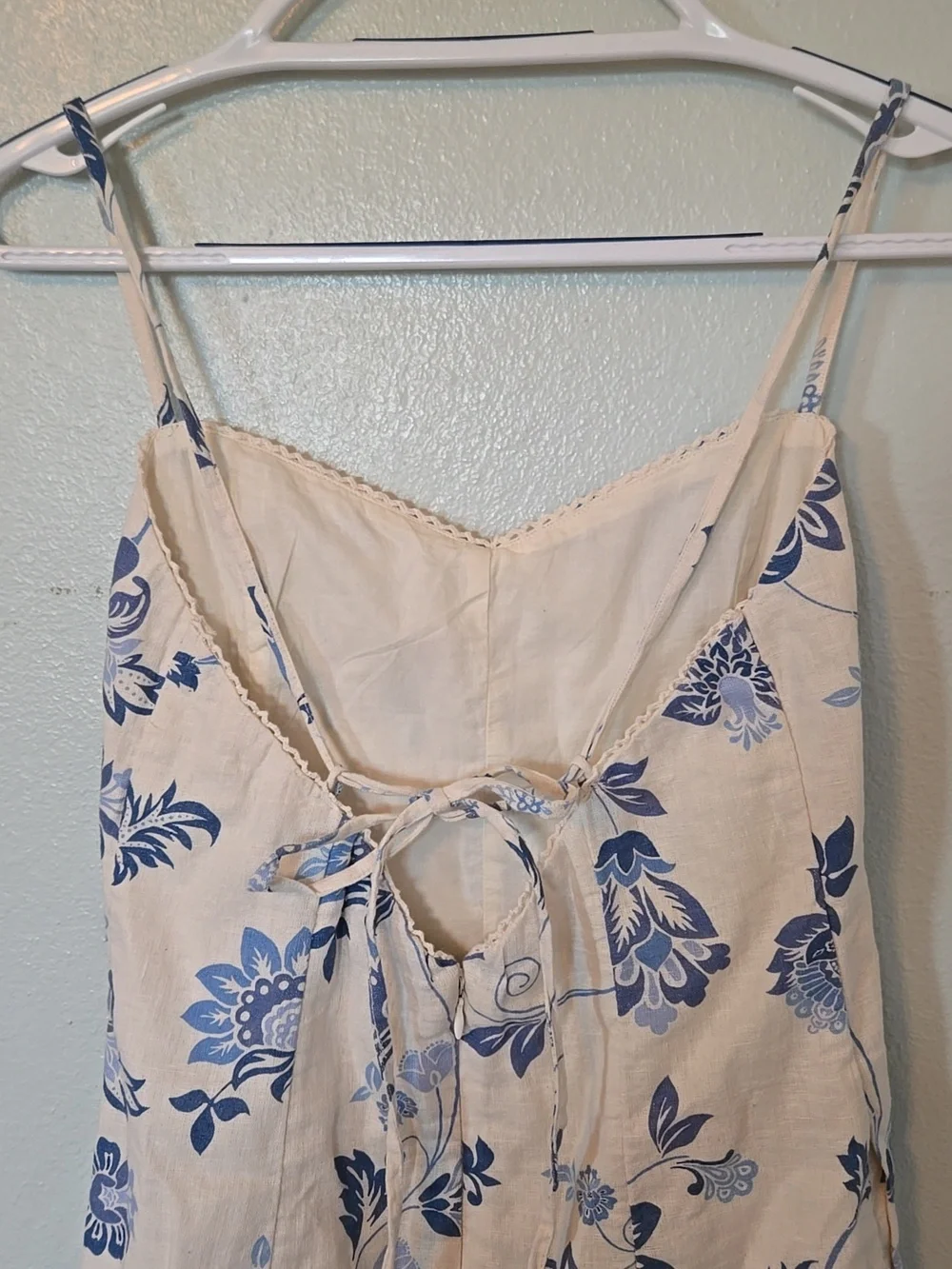 Abercrombie & Fitch | Cream And Blue Floral Linen Blend Mini Dress Size XS - Picture 4 of 10